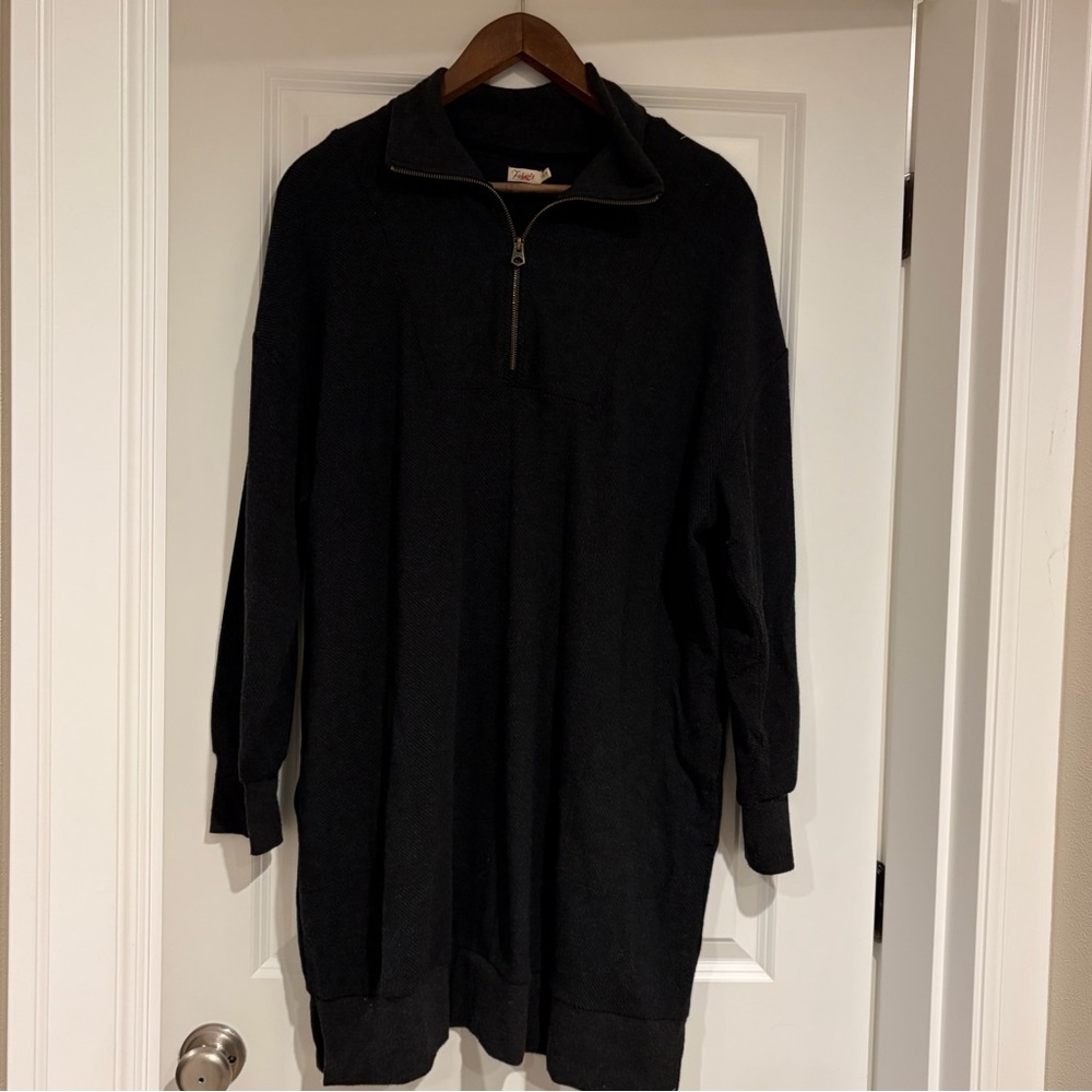 Faherty sweater dress quarter zip XXL black/gray warm comfortable good used cond